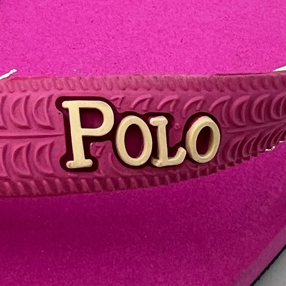 Polo Ralph Lauren Unisex Junior Flip Flop Pink/Ivory Pony Logo US Size 4 VTG NEW